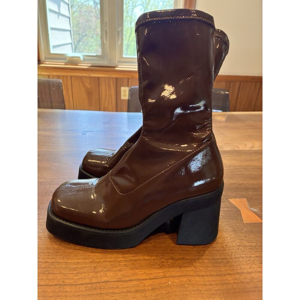 E8 by‎ Miista Women's Chocolate Brown Patent Leather Boots Size 39